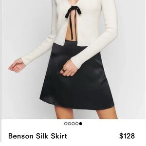 Reformation Black Skirt, Black Mini Silk Skirt, Reformation Benson Skirt